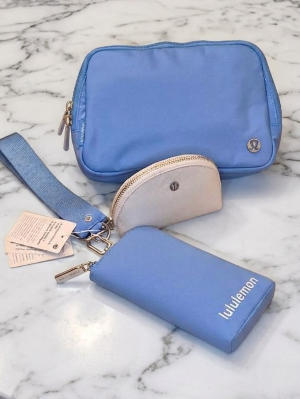 Lululemon Ocean Wave Large 2l Everywhere Belt Bag And Dual Wristlet Wallet Set